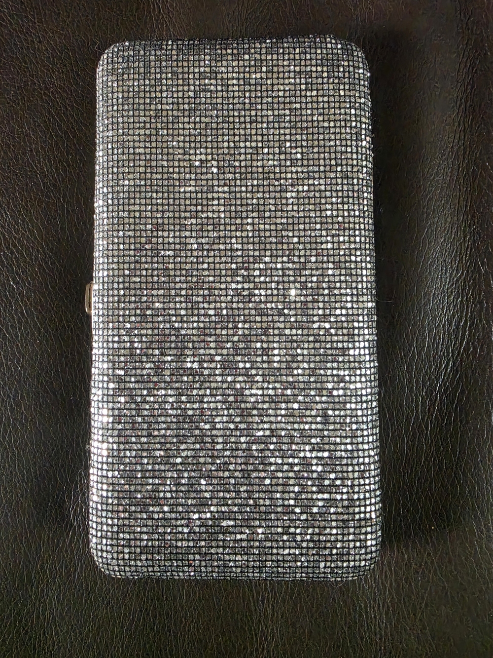 Sparkle Silver Rhinestone Flip Wallet Case - Unbranded